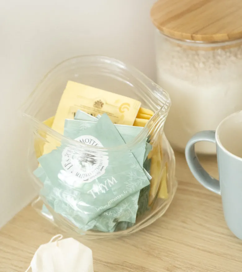 Bocal en verre façon sachet zippé