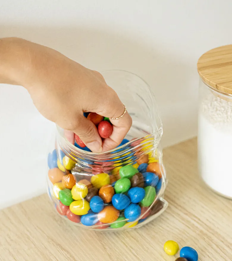 Bocal en verre façon sachet zippé