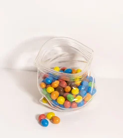 Bocal en verre façon sachet zippé