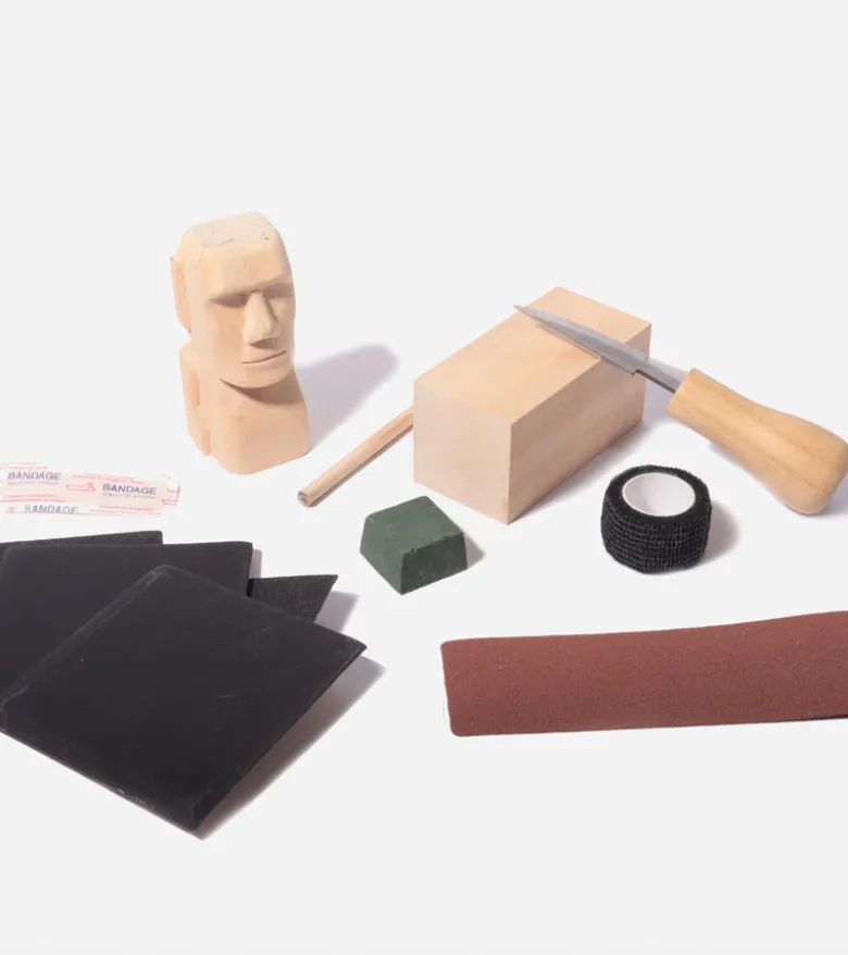 Kit de sculpture Moai en bois