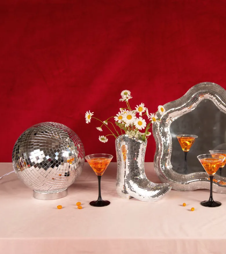 Lampe boule disco à poser