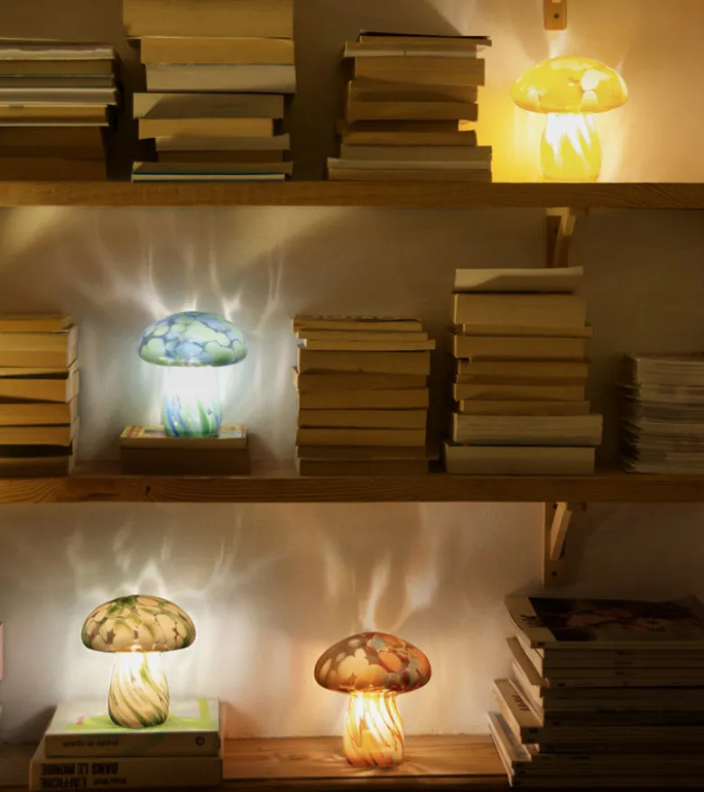 Lampe champignon chips en verre, sans fil
