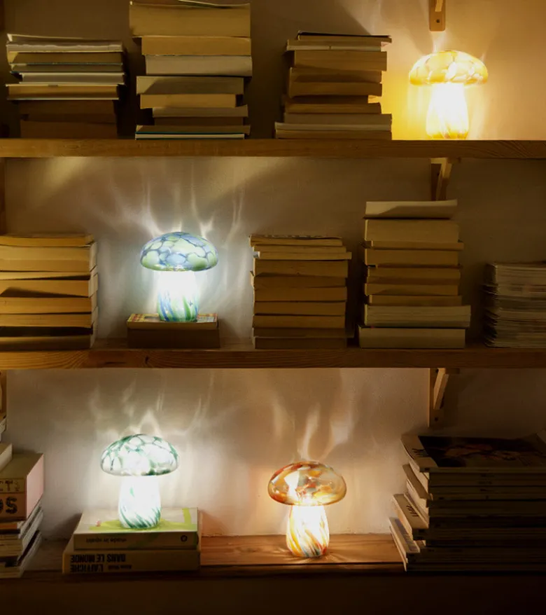 Lampe champignon chips en verre, sans fil