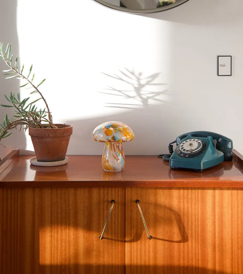 Lampe champignon chips en verre, sans fil