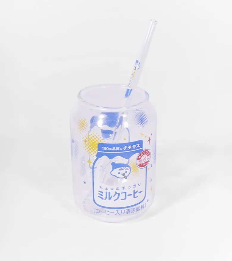 Verre Kawaii Rétro “Milk Cup” + Paille